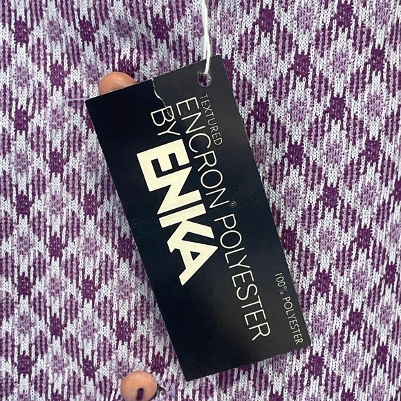 Vtg Womens Purple Diamond Textured Polyester Shirt 1960s NWT sz 12 - Picture 4 of 8